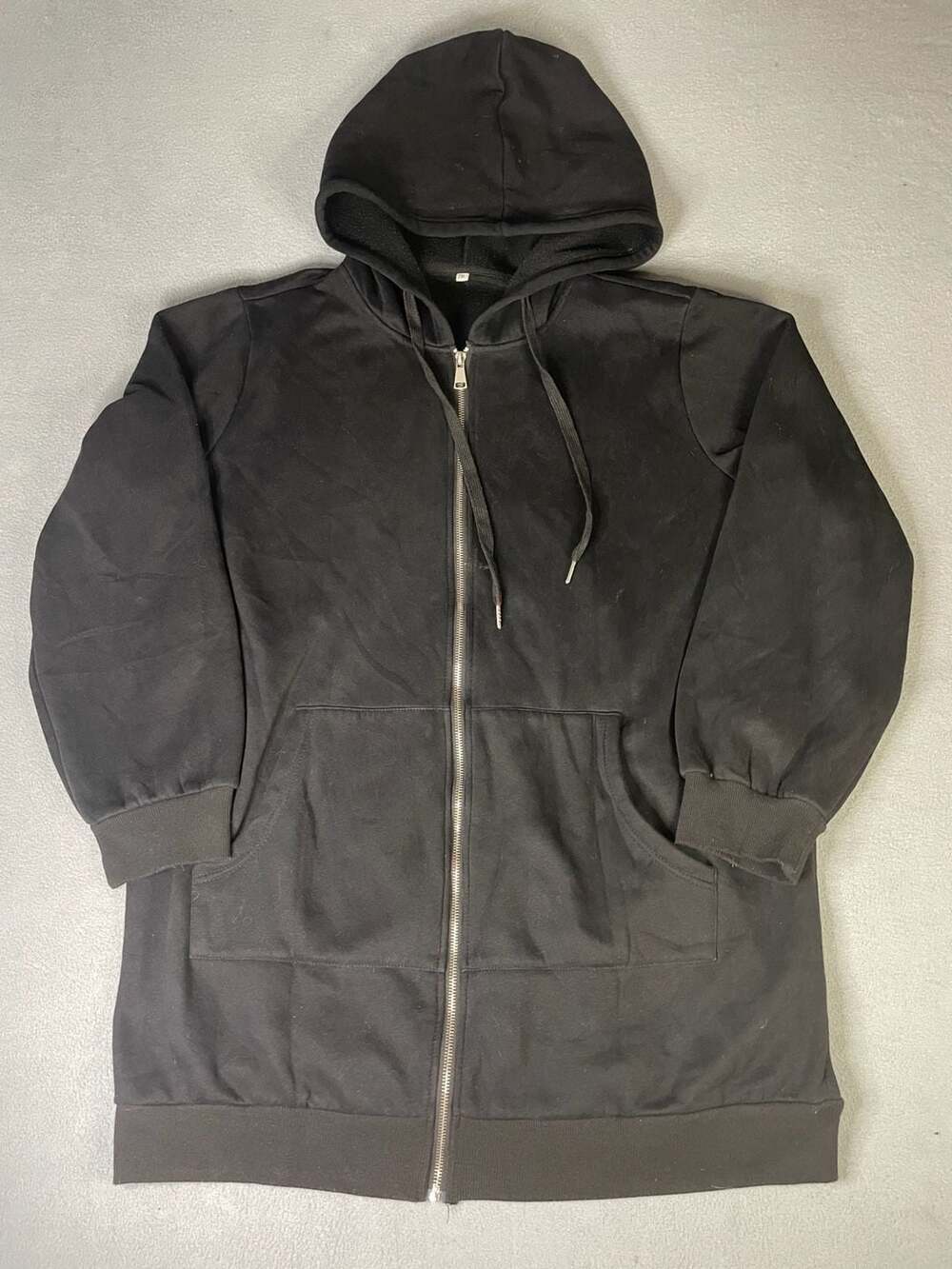 Black unbranded Longline Fleece Full Zip Hoodie size men’s XL